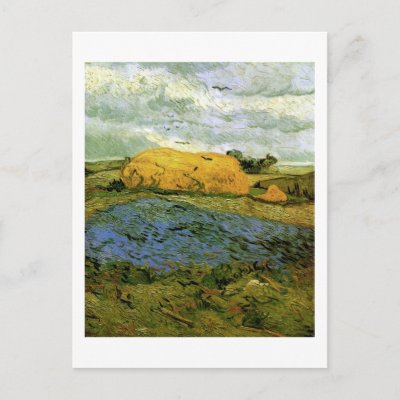 Haystacks under a Rainy Sky, Vincent van Gogh Postcard
