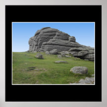 Haytor. Rocks in Devon England. On Black. Posters
