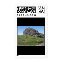 Haytor. Rocks in Devon England. On Black. Stamp