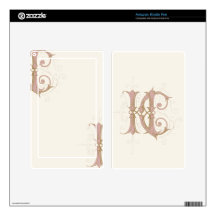 HC or CH Monogram in Pink and Gold Decals For Kindle Fire