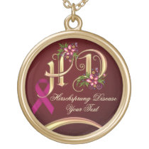 hd-awareness, necklace, children, rare-disorders, hirschsprungs-disease, gold, pink, birthday, health, Necklace with custom graphic design