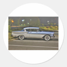 HDR Classic Car Baby Blue Round Stickers