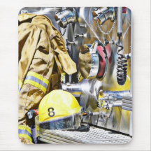 HDR Fireman Gear and Fire Truck Mouse Pad