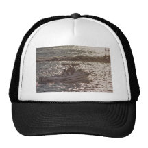 HDR Fishing Boat Sunrise Bright Sun Photo Mesh Hats