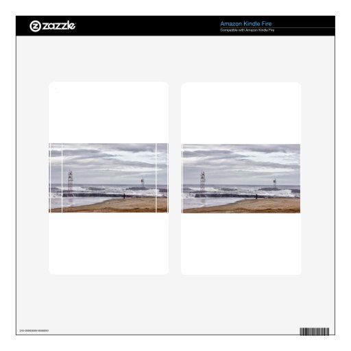 HDR Ocean Beach Waves Scenic 2  Light Towers Decals For Kindle Fire
