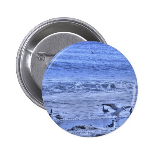 HDR Seagulls Beach One Waving Wings Buttons
