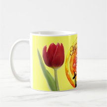 He has risen/ red tulips mug