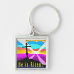 He is risen cross Christian Gift design Key Chain