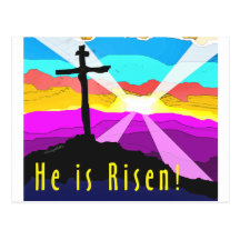 He is risen cross Christian Gift design Postcard