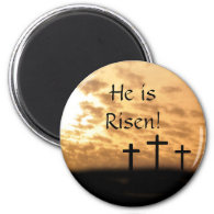 He is Risen Crosses and Sunset Easter Magnet
