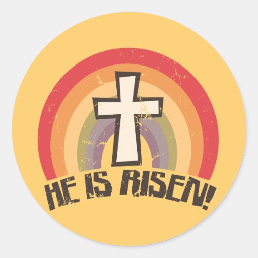 He Is Risen Religious Easter Classic Round Sticker Zazzle
