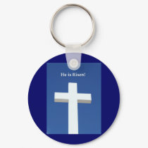 He is Risen!, White cross on Aruba keychains