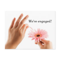 He loves me daisy engagement announcement postcard