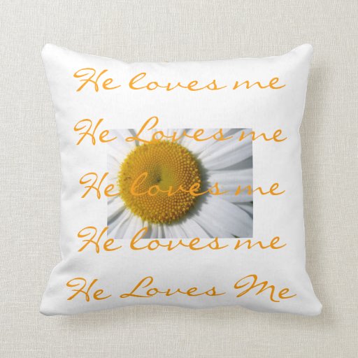 He Loves Me Daisy Pillow from Zazzle.
