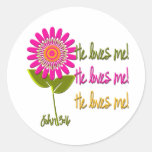 He Loves Me Round Stickers