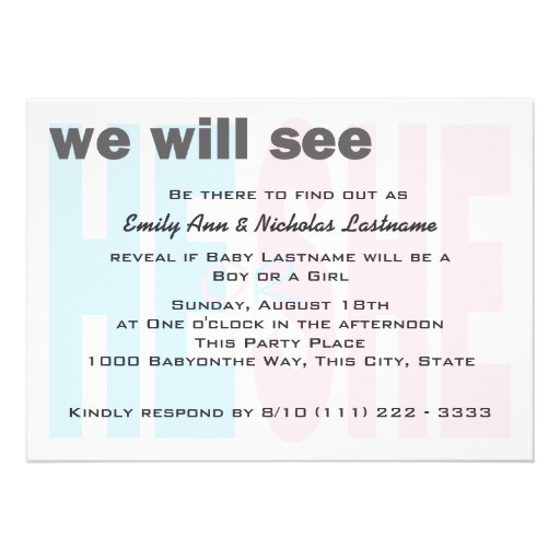 He or She Gender Reveal Party Invites