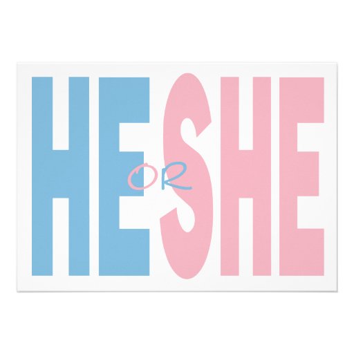 He or She Gender Reveal Party Invites (front side)