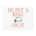 He Put a Ring On It Bride Postcard