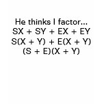 He thinks I factor...SX + SY + EX + EYS(X + Y) ... Tshirt