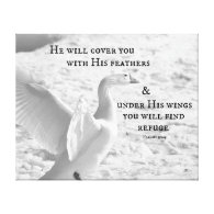 He will cover you with His feathers Bible Verse Gallery Wrapped Canvas