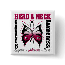 Head and Neck Cancer Awareness Butterfly buttons