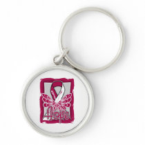 Head and Neck Cancer Hope Butterfly Portrait Keychains