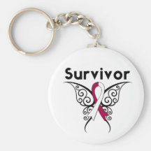 Head and Neck Cancer Survivor Tribal Butterfly Keychains