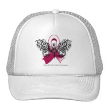 Head and Neck Cancer Tribal Butterfly Ribbon Trucker Hats