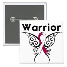 Head and Neck Cancer Warrior Tribal Butterfly Pinback Buttons