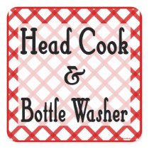 Head Cook and Bottle Washer Kitchen Saying stickers