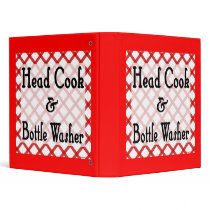 Head Cook Funny Recipe Binder binders