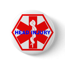 HEAD INJURY MEDICAL ID TAG buttons