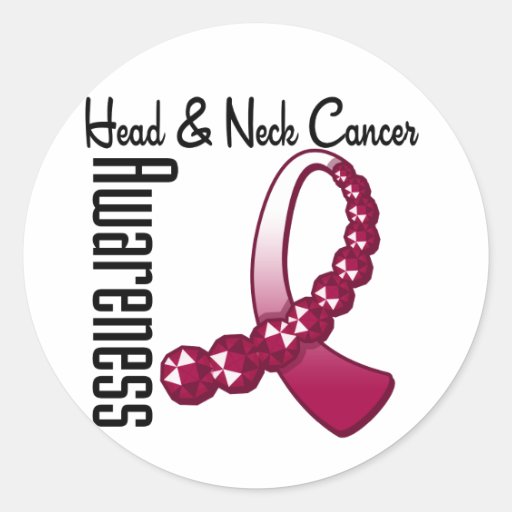 Head Neck Cancer Awareness Gemstone Ribbon Round Sticker