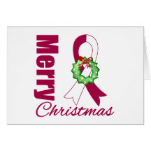 Head Neck Cancer Awareness Merry Christmas Ribbon Cards