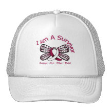 Head Neck Cancer Butterfly I Am A Survivor Hat