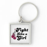 Head Neck Cancer Fight Like A Girl Motto keychains