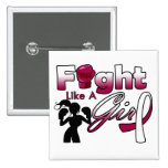 Head Neck Cancer Fight Like A Girl Silhouette buttons