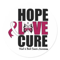 Head & Neck Cancer Hope Love Cure stickers by giftsforawareness Head & Neck Cancer Hope Love Cure stickers