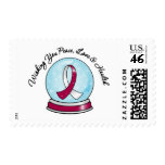 Head Neck Cancer Ribbon Merry Christmas Snowglobe Stamp