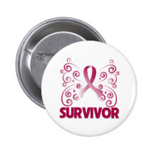 Head Neck Cancer Survivor Butterfly Button
