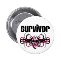 Head Neck Cancer Survivor Grunge Winged Emblem Pins