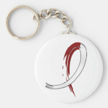Head Neck Cancer's Burgungy and White Ribbon A4 Key Chain