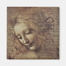 Head of a Young Woman with Tousled Hair or, Leda Refrigerator Magnet