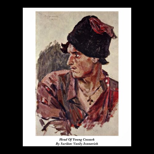 Head Of Young Cossack By Surikov Vasily Ivanovich Print