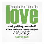 Head Over Heels Save the Date Invite, Green