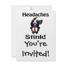 Headaches Stinks Skunk Awareness Design Custom Invitations
