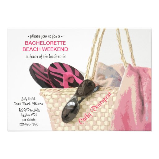 Heading to the Beach Bachelorette Party Invitation (front side)