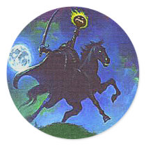 Headless Horseman in the Blue Light Round Stickers