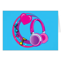 Headphones and Hearts Greeting Cards