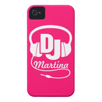 Headphones DJ girl named pink & white iphone case Tough Iphone 4 Cover